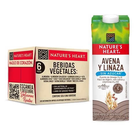 Natures Heart Bebida De Avena Y Linaza Sin Azúcar 1 Pack X 6