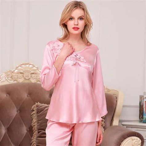 Buy Luxury Womens Pajamas Women Sexy Three Quarter Sleeve With Pants Ice Silk