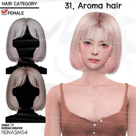 Reina TS4 31 Aroma Hair Reina Sims4 On Patreon In 2023 Sims Hair