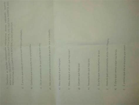 Classifique As Oraçoes Subordinadas Substantivas Abaixo