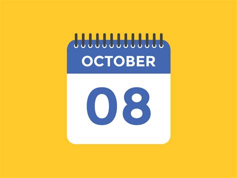 October 8 Calendar Reminder 8th October Daily Calendar Icon Template