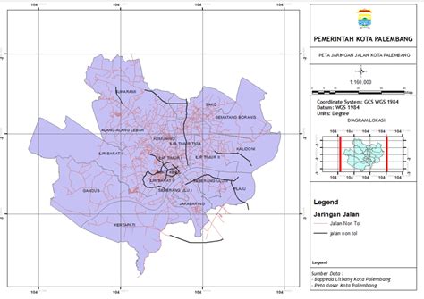 Peta Jaringan Jalan Kota Palembang Bappeda Litbang Kota Palembang