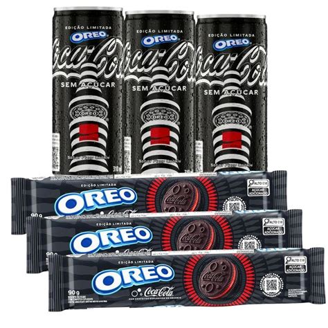 Kit C 3un Refrigerante Coca Cola Oreo 310ml Biscoito Oreo Coca Cola