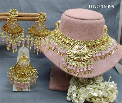 Antique Golden Panjabi Necklace Set Sku 15099 E4 गल क हर R Chie