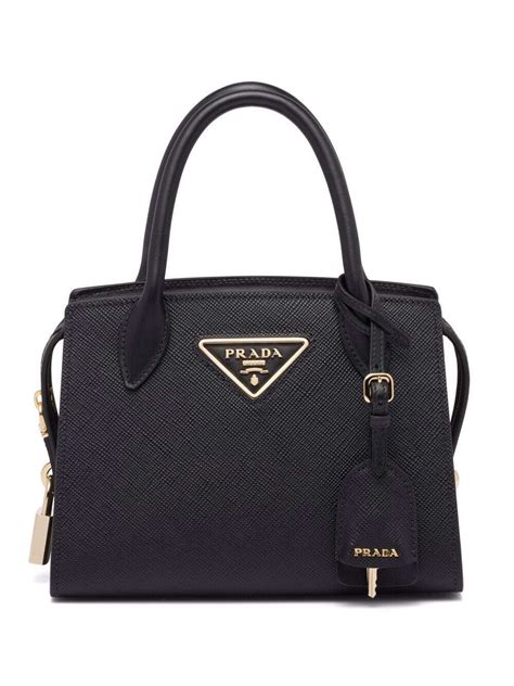 Prada Mini Kirsten Saffiano Leather Tote Bag Black Editorialist