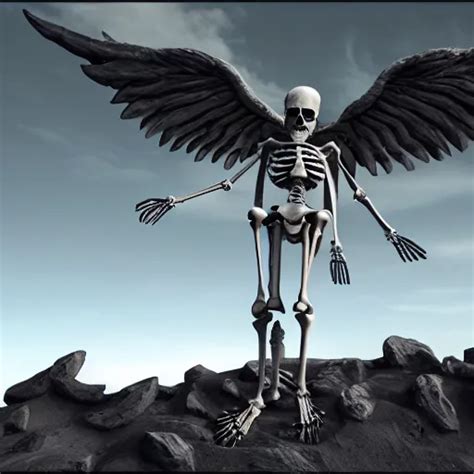 a skeleton angel rising from its mystical grave, | Stable Diffusion ...