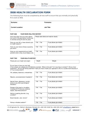 Health Declaration Form Fill Online Printable Fillable Blank