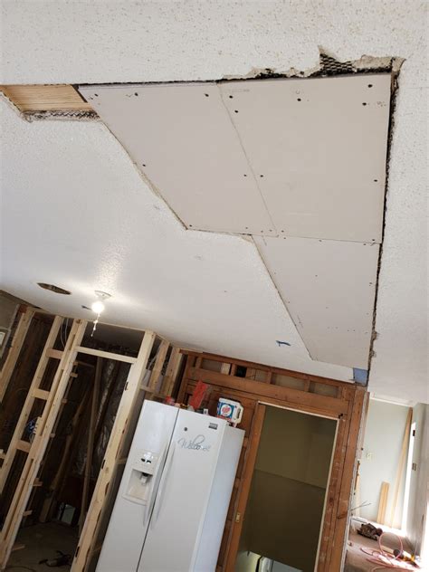 Drywall How To Fix A Large Hole In Plaster Ceiling Thats Backed By