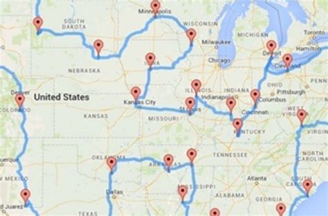 Map Shows The Most Efficient Cross Country Us Road Trip Road Trip Fun Road Trip Map Us