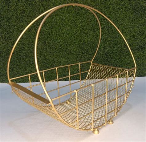 Golden Half Round Iron Wire Hamper Basket Size Dimension 12x5x12