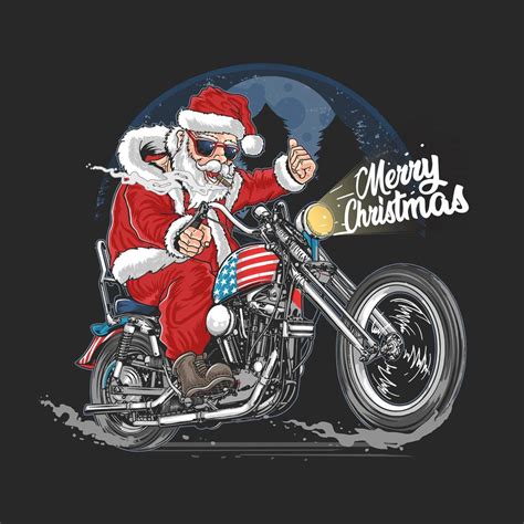 Santa Claus Riding An American Motorcycle 1309951 Vector Art At Vecteezy