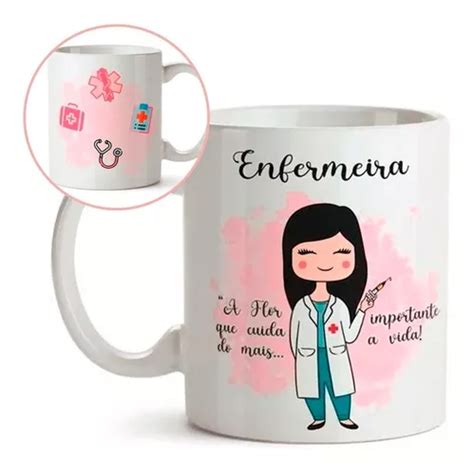 Caneca Personalizada Enfermagem Feminina Profissão Porcelana MercadoLivre