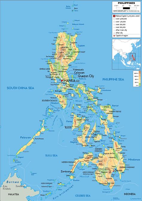 Philippines Map (Physical) - Worldometer