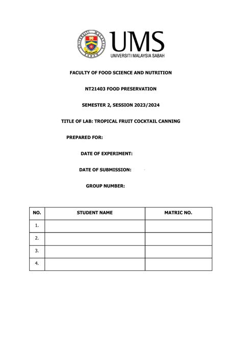 Tropical Fruit Cocktail Canning | NT21403 - Food Preservation - UMS