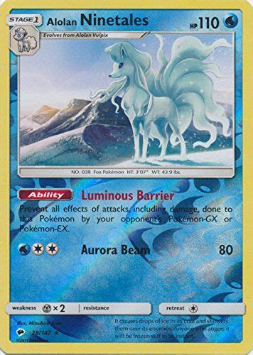 Alolan Ninetales Rare Reverse Holo Sun Moon Burning