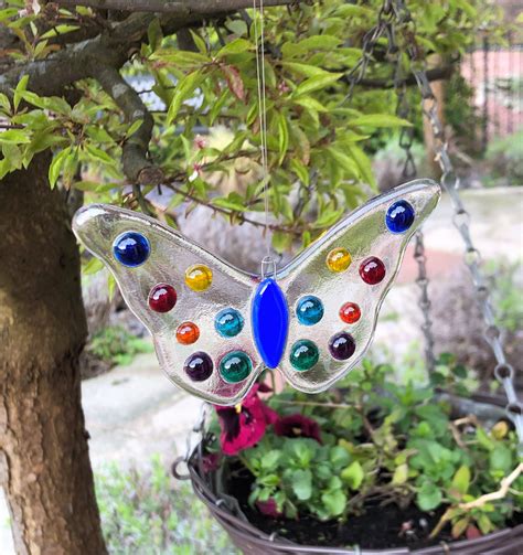 Fused Glass Butterfly Butterfly Suncatcher Hanging Etsy