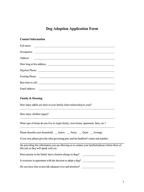 Pet Adoption Application Template Fill Online Printable Fillable