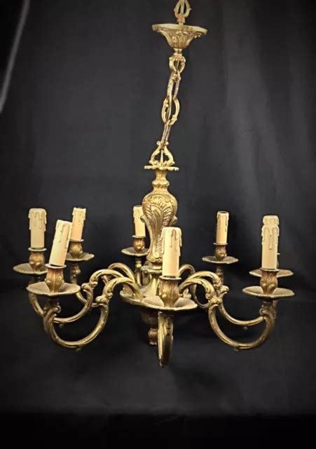 Ancien Lustre En Bronze Massif Branches Style Louis Xv Eur