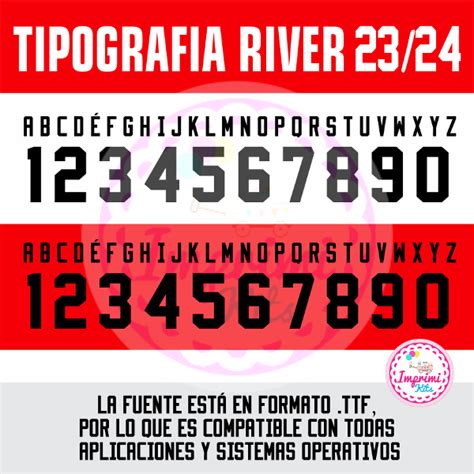 Tipografia River Plate Camiseta 2023 2024 Ttf Otf Letras Numeros Dorsal