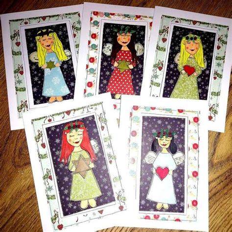 Folk Art Angels Christmas Cards - Set of 5