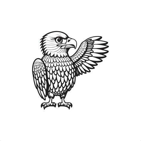 Cute cartoon eagle. Coloring page with funny eagle. Vector animal line ...