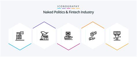 desnudo política y fintech industria 25 línea icono paquete incluso