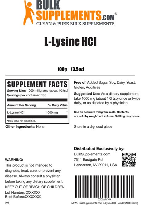 L-Lysine HCl Powder - Build Muscle & Promote Wound Healing