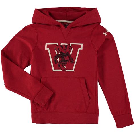 Under Armour Wisconsin Badgers Youth Red Iconic Performance Hoodie