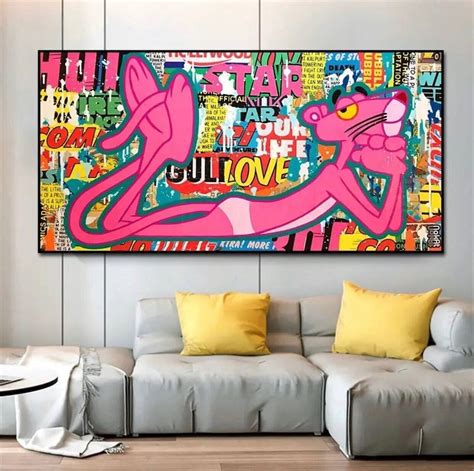 Pink Panther Pop Art Canvas Pink Panther Wall Art Pink Panther Pop Art