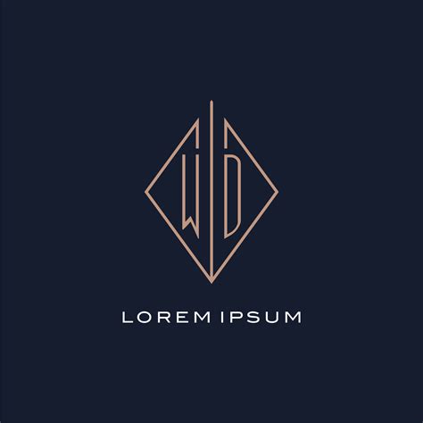 Monogram Wd Logo With Diamond Rhombus Style Luxury Modern Logo Design