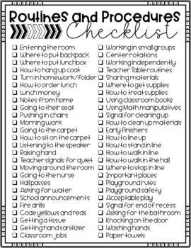 A Free Classroom Procedures Checklist To Help You Plan As You Head Back