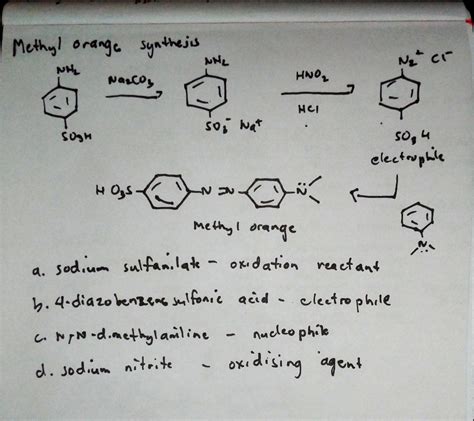 Solved Methyl Orange Synthesis Experiment 9 What Is The Function Each Of Course Hero