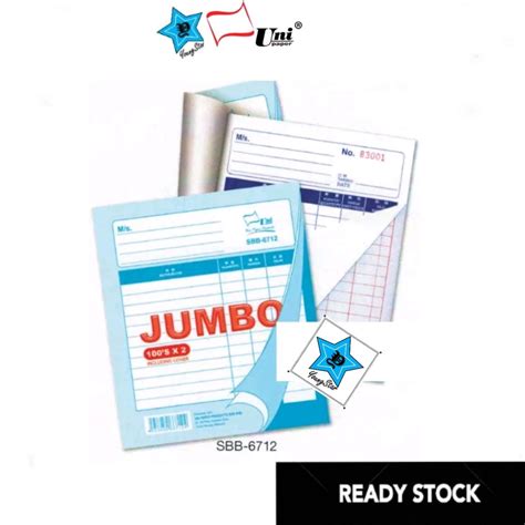 Uni Paper Jumbo Cash Bill Book Buku Bil Tunai 100 S X 2Ply SBB 6712