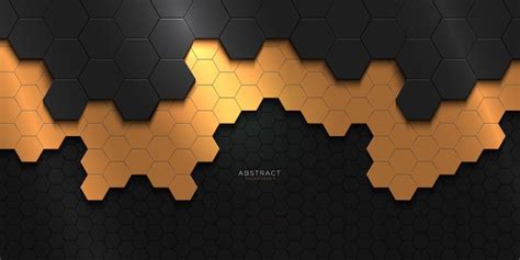 Abstrato Padr O Hexagonal De Fundo Preto E Dourado Vetor Premium