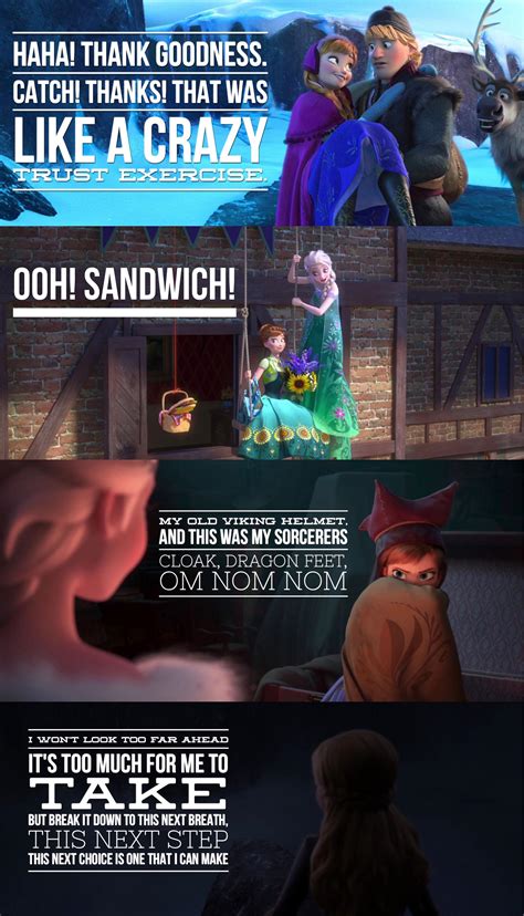 My favorite Anna quotes from each movie/short :D (Tap to expand) : r/Frozen