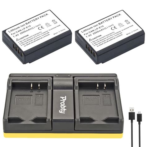 Probty 2pcs LP E10 LP E10 Camera Battery USB Dual Charger For Canon