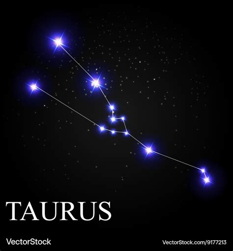 Taurus Zodiac Sign With Beautiful Bright Stars On Vector Image