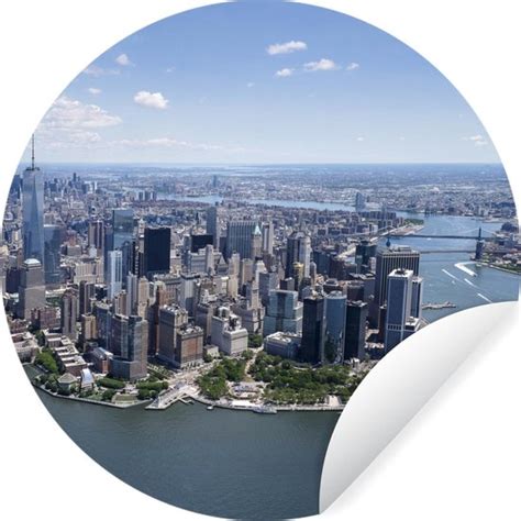 Vue aérienne de New York Wall Circle papier peint autocollant 120 cm