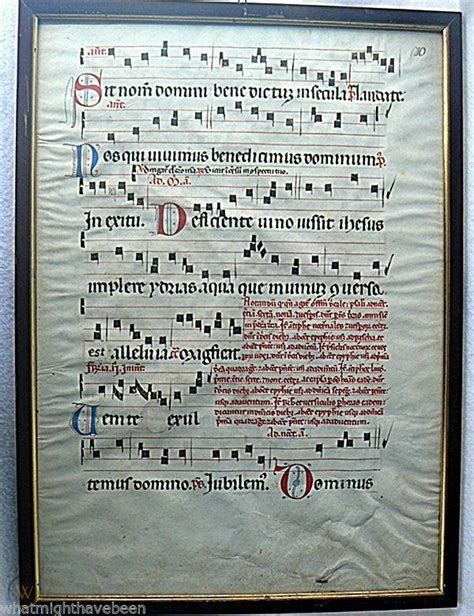 Antique Gregorian Chant Music Leaf Vellum Antiphonal Holy Germany Hand