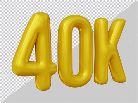 Elemento 3D 40K De Seguidores Dourado Para Composição PSD download