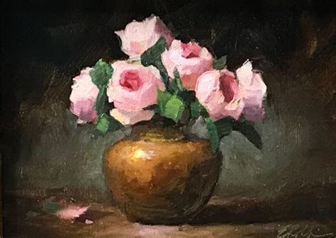 Pink Roses In Copper Elizabeth Robbins Highlands Art Gallery