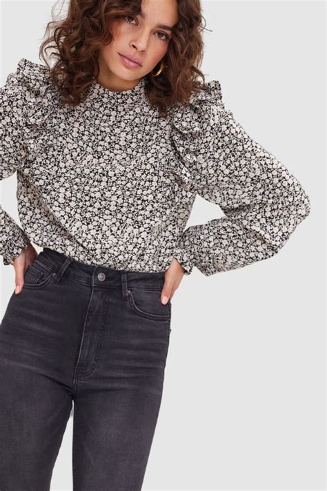 Black Blouse With Floral Print Loavies