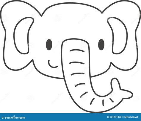 Elephant Head Outline stock vector. Illustration of vector - 321741372