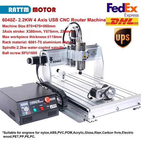 4 Axis USB Mach3 CNC Router Engraving Milling Machine 2 2kw 6040 Set