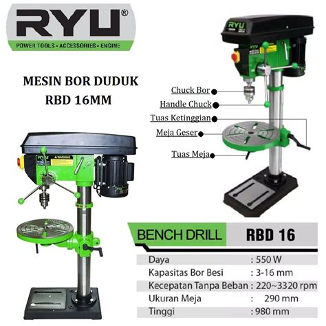 PROMO MURAH RYU Bench Drill 16 Mm Mesin Bor Duduk RBD 16 Mesin Bor