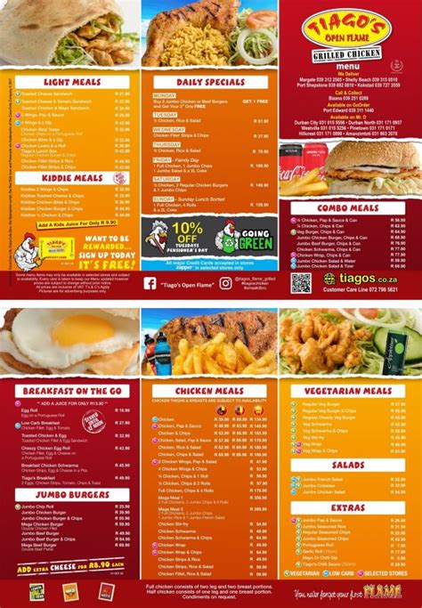 Menu Pg And Feb Tiago S Open Flame Grilled Chicken