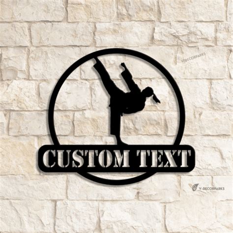 Custom Girl Taekwondo Martial Arts Metal Wall Art With Led Light