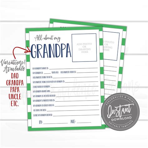 Editable Fathers Day Questionnaire Fathers Day T All About