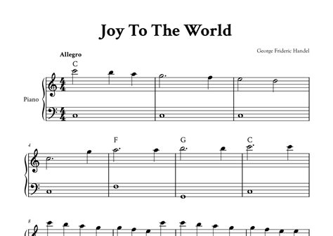 Joy To The World Easy Piano In C With Chords Arr Yuri Noronha By