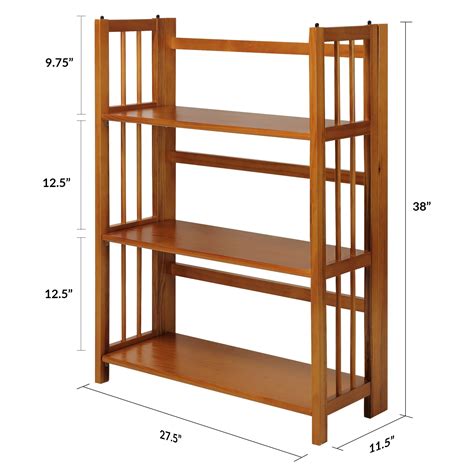 Casual Home 3 Shelf Folding Stackable Bookcase 275 Wide Honey Oak